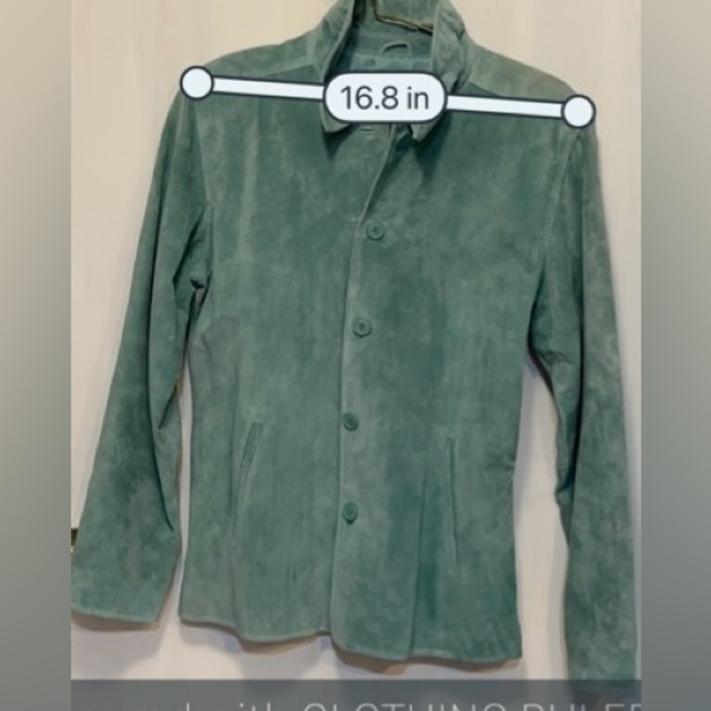 Atelier by B Thomas Teal Leather shirt/jacket Sz M - Picture 2 of 15
